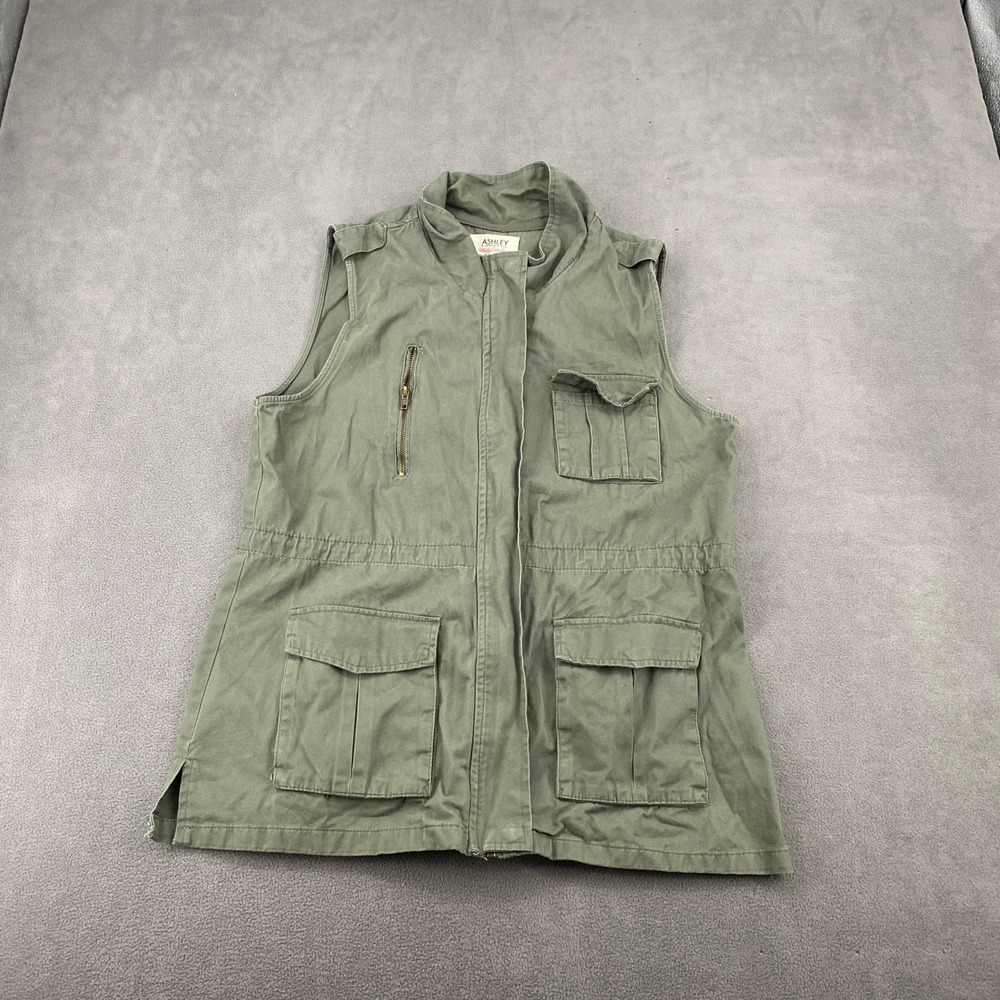Ashley by 26β International Utility Vest Olive Green Cotton XL 220345-RTP